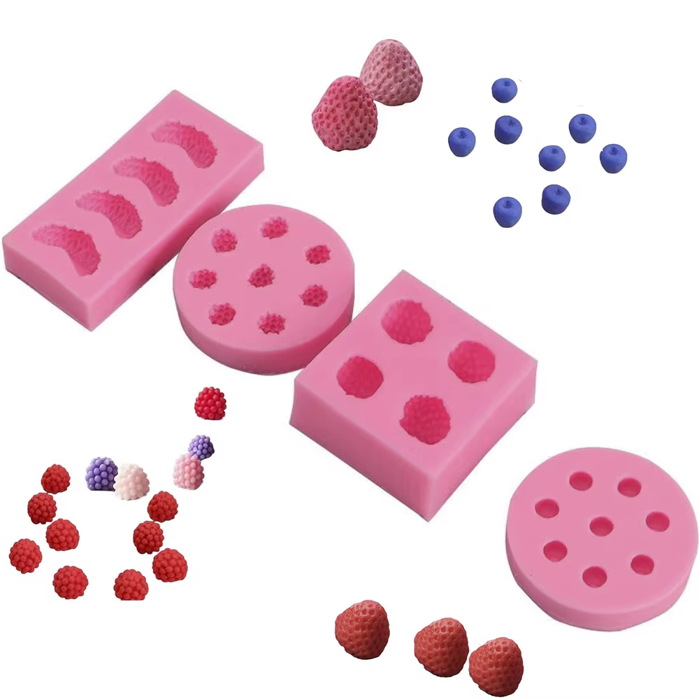 Moules 3D Mini fraise myrtille Orange Silicone Fondant