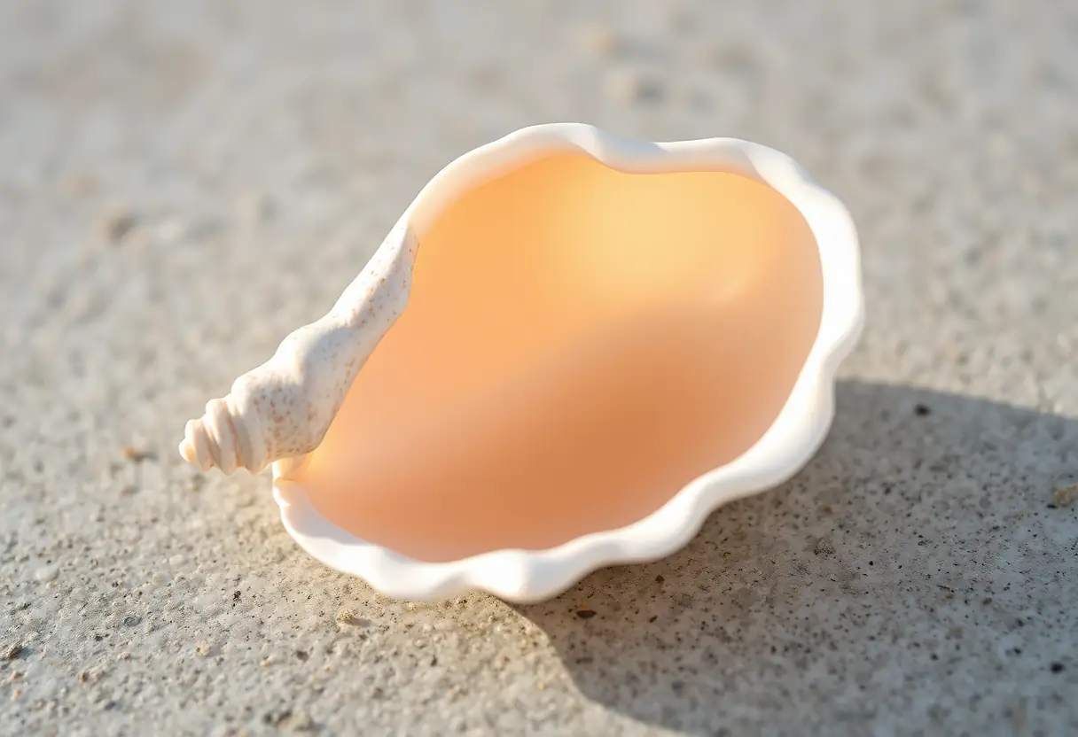Une coquille de coquilla sur une surface rocheuse, mettant en valeur sa texture